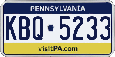 PA license plate KBQ5233