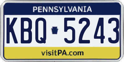PA license plate KBQ5243