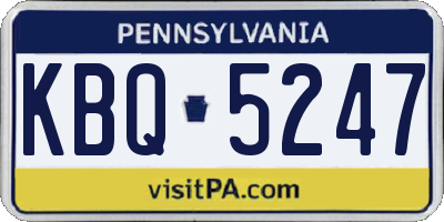 PA license plate KBQ5247