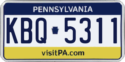 PA license plate KBQ5311