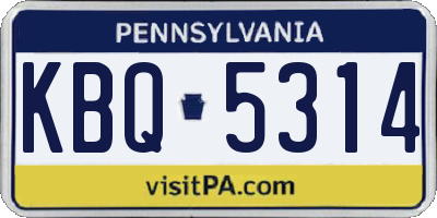 PA license plate KBQ5314