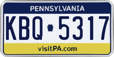 PA license plate KBQ5317