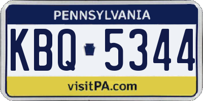 PA license plate KBQ5344