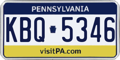 PA license plate KBQ5346