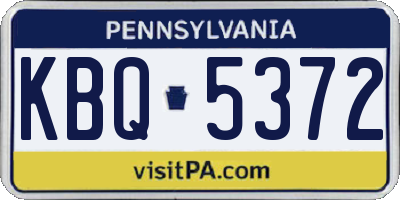 PA license plate KBQ5372