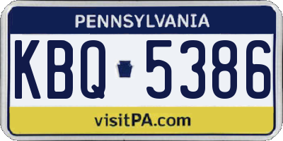 PA license plate KBQ5386