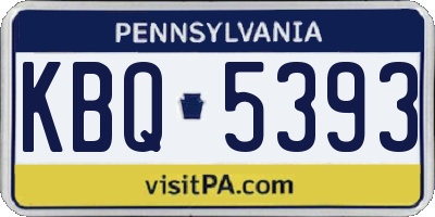 PA license plate KBQ5393
