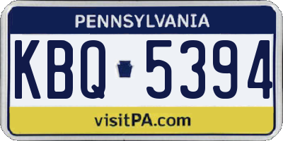 PA license plate KBQ5394