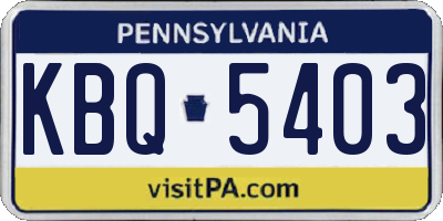 PA license plate KBQ5403