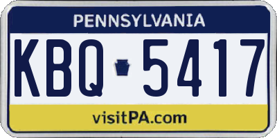PA license plate KBQ5417