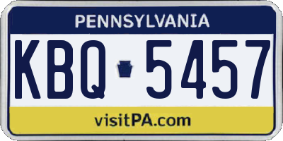 PA license plate KBQ5457