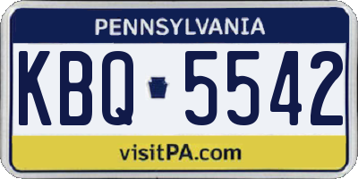 PA license plate KBQ5542