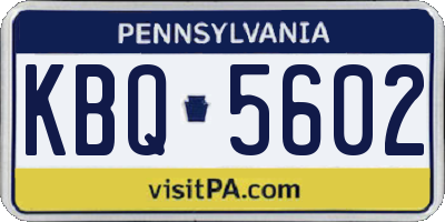 PA license plate KBQ5602