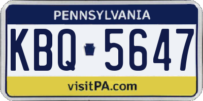 PA license plate KBQ5647
