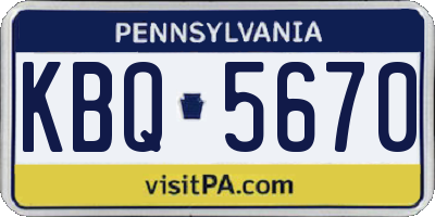 PA license plate KBQ5670