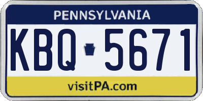 PA license plate KBQ5671
