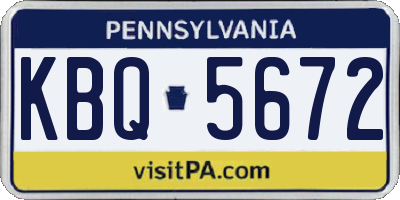 PA license plate KBQ5672