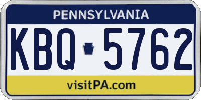 PA license plate KBQ5762