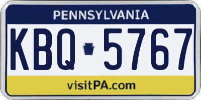 PA license plate KBQ5767