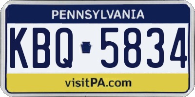 PA license plate KBQ5834
