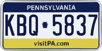 PA license plate KBQ5837