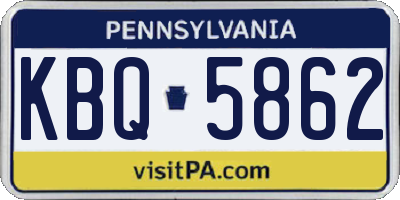 PA license plate KBQ5862