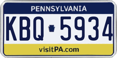 PA license plate KBQ5934