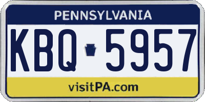 PA license plate KBQ5957