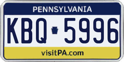 PA license plate KBQ5996