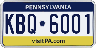 PA license plate KBQ6001