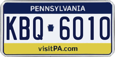 PA license plate KBQ6010