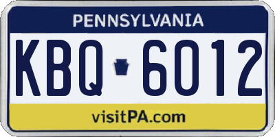 PA license plate KBQ6012