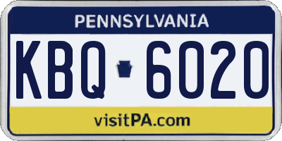 PA license plate KBQ6020