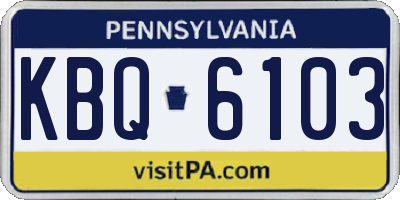 PA license plate KBQ6103