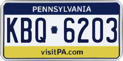 PA license plate KBQ6203