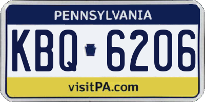 PA license plate KBQ6206
