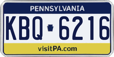 PA license plate KBQ6216