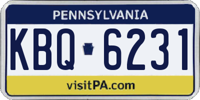 PA license plate KBQ6231