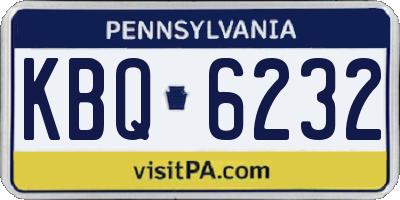 PA license plate KBQ6232