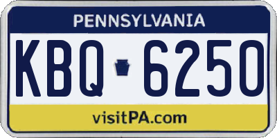 PA license plate KBQ6250