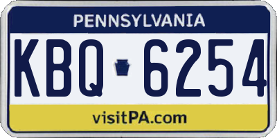 PA license plate KBQ6254