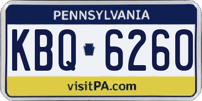 PA license plate KBQ6260