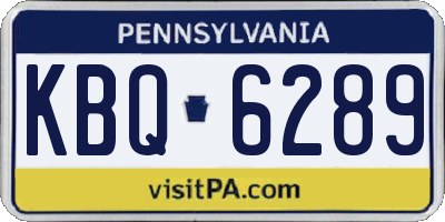 PA license plate KBQ6289