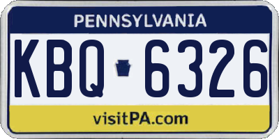 PA license plate KBQ6326