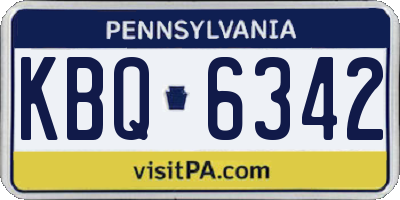 PA license plate KBQ6342