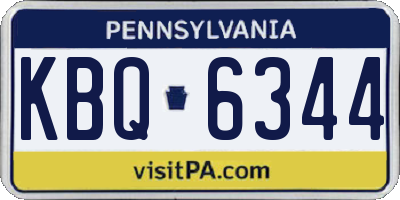 PA license plate KBQ6344