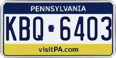 PA license plate KBQ6403