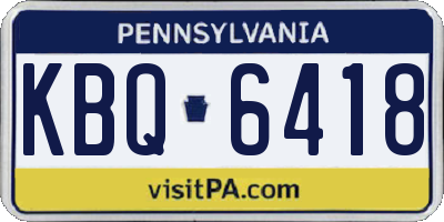 PA license plate KBQ6418