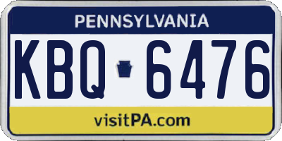 PA license plate KBQ6476