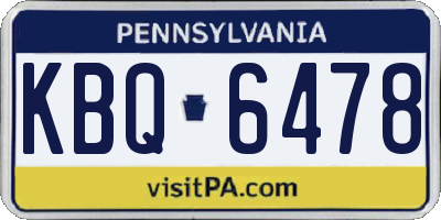 PA license plate KBQ6478